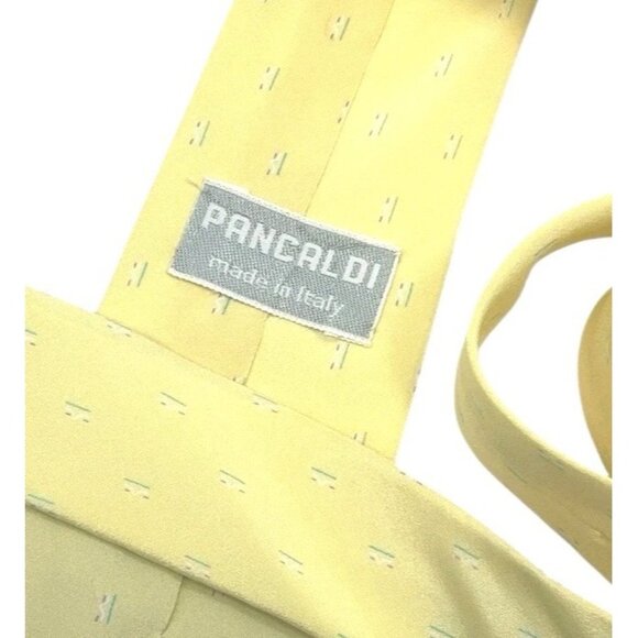 VITALIANO PANCALDI VINTAGE Men's 100% Silk Necktie LUXURY Yellow Art W:3.2" EUC - Picture 2 of 5